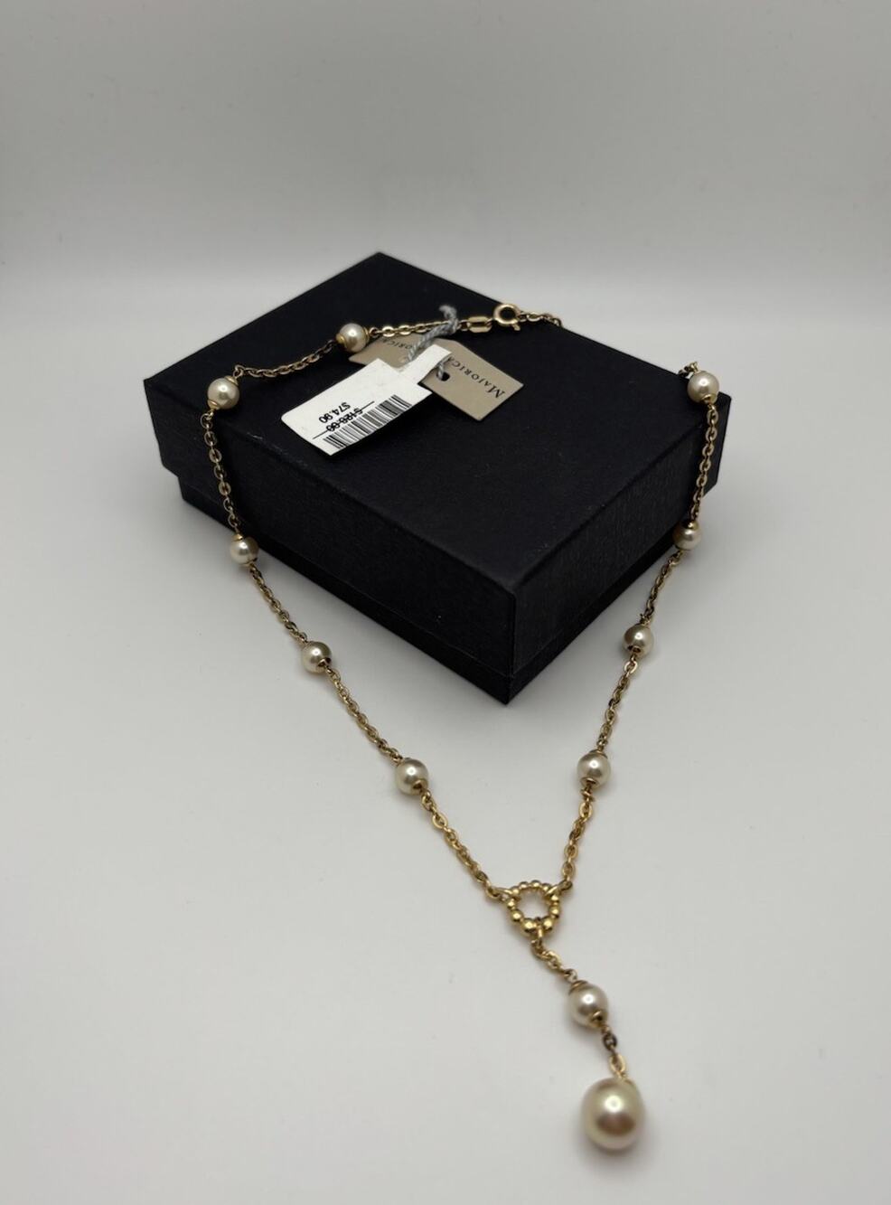 NEW WITH TAGS MAJORICA 14K GOLD ON STERLING SILVER PEARL NECKLACE